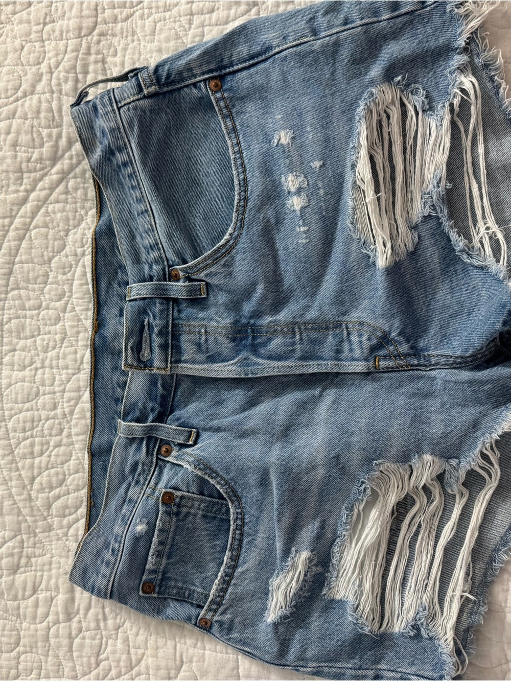 Levi's Light Blue Distressed Denim Jean Shorts